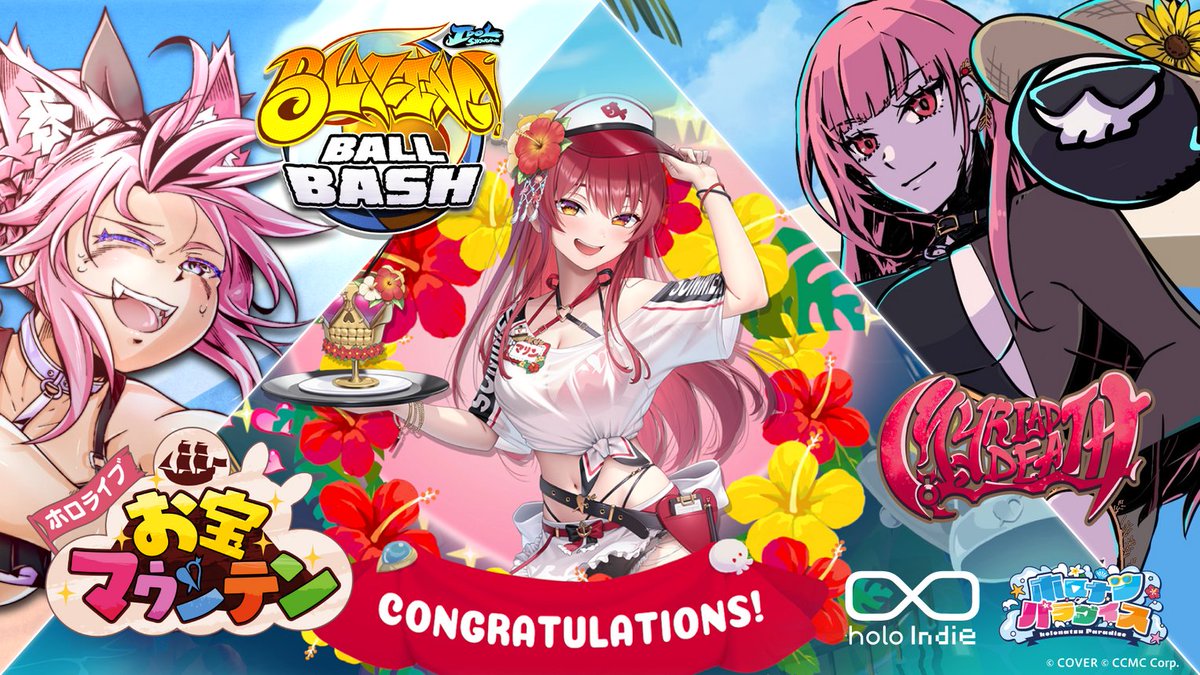 holoindie_ccmc's tweet image. 🌴 Enjoy Holonatsu with #holoindie games! 🌴

To celebrate #holonatsuParadise , three #holoindie titles are getting limited-time updates soon! ☀️🌊

「hololive Treasure Mountain」
「MYRIAD DEATH」
「Idol Showdown」

Enjoy the special Holonatsu update! 🎮

#hololive