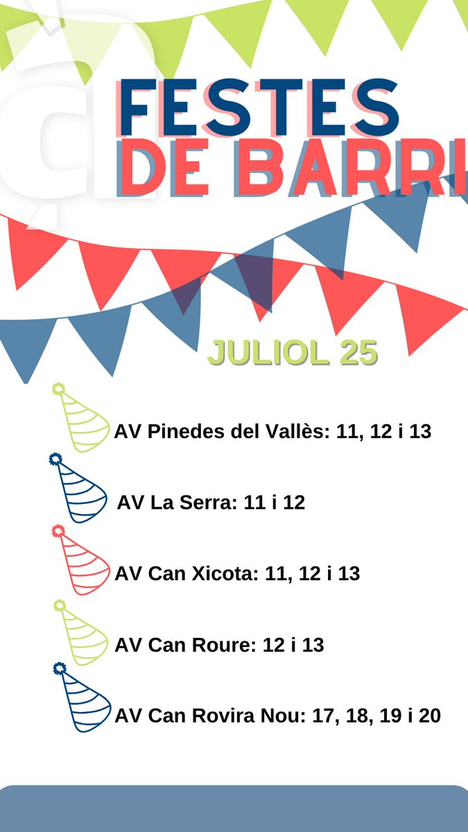 🎉Aquest mes de juliol se celebren les Festes de barri, et deixem l'agenda perquè no te'n perdis cap!
ℹ️llam.cat/festes25
#LliçàdAmunt