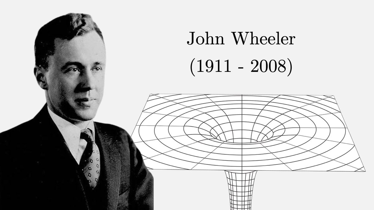 fermatslibrary's tweet image. John Archibald Wheeler was born 114 years ago today. He introduced the term "black hole" in 1967, dreamt up the "one-electron universe" and mentored both Richard Feynman and Kip Thorne.