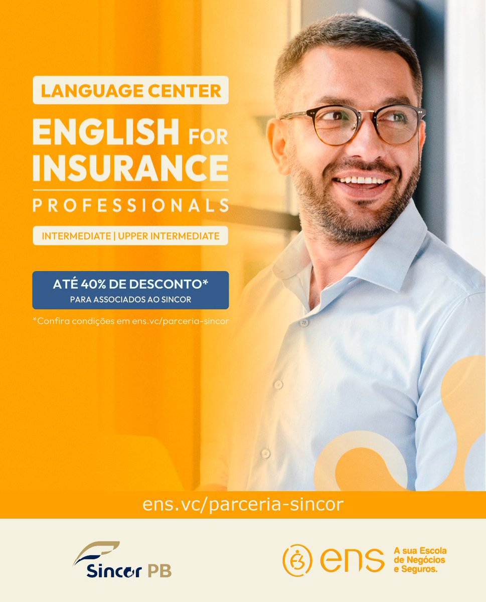 SincorPb's tweet photo. 📝 Com o curso #EnglishforInsurance Professionals da @oficial_ens, você desenvolve fluência técnica para interpretar contratos, negociar com clientes internacionais e participar de reuniões globais com confiança!
 
📲 Saiba mais em: https://t.co/bVEh8fTgZu
 
#Seguros #Inglês https://t.co/Io3mEDydkM