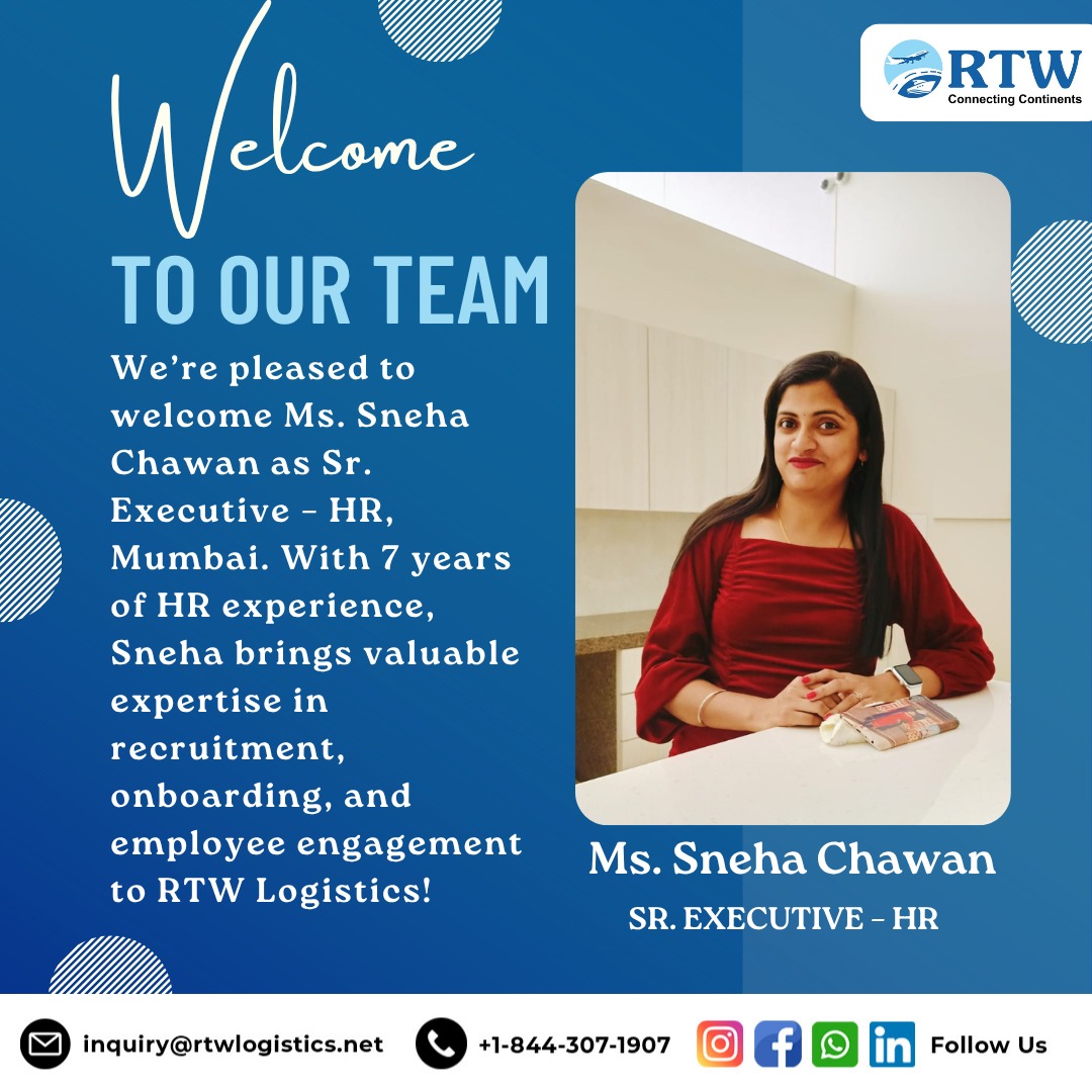 Team RTW is Growing!

We're thrilled to welcome two incredible professionals to our Mumbai office! 

Ms. Sneha Chawan and Ms. Nandini Halwai 

#TeamRTW #NewJoiners #LogisticsProfessionals #HR #AMS #WelcomeAboard #RTWLogistics #ConnectingContinents #MumbaiTeam