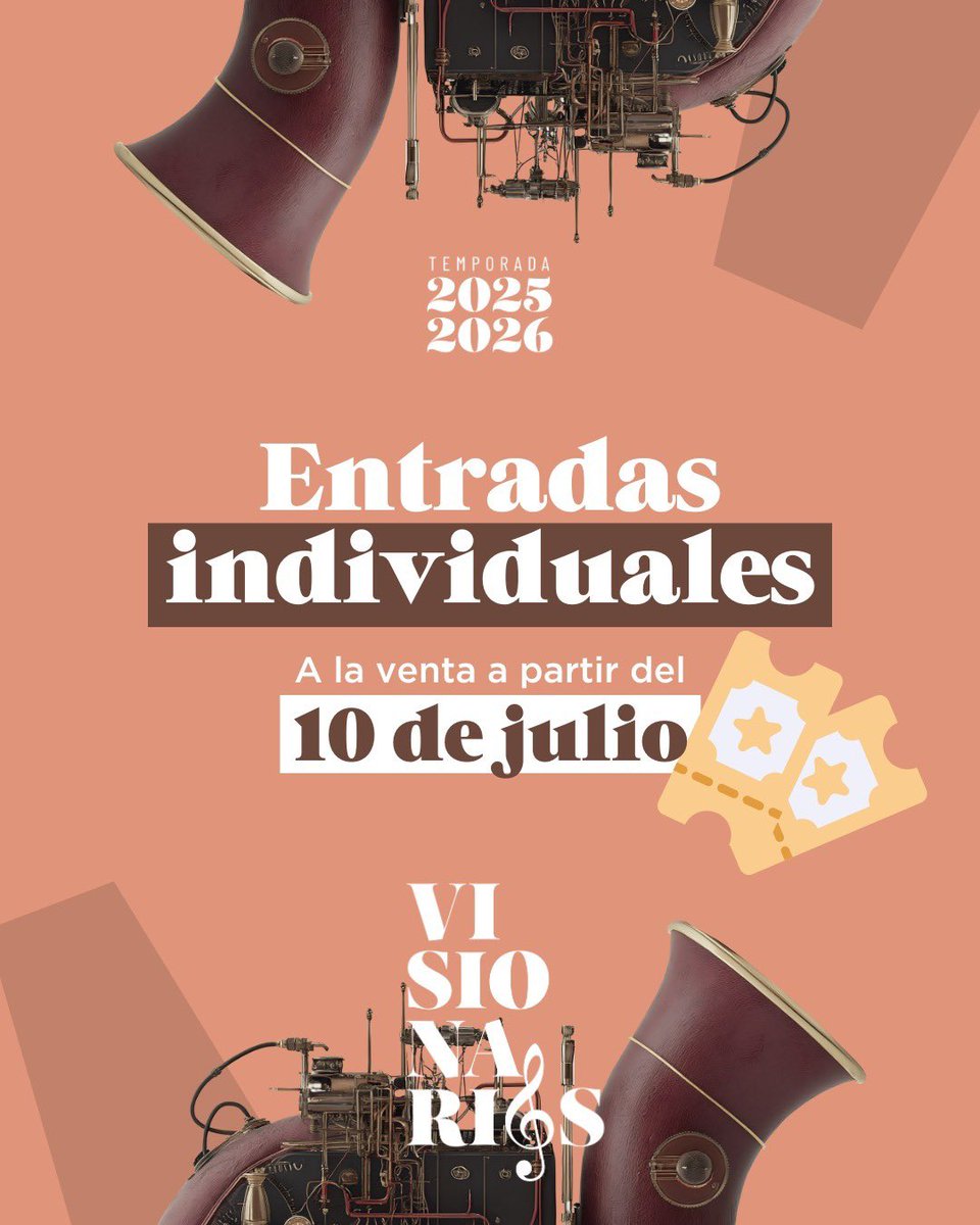 ✨ ¡Ponemos a la venta las entradas individuales de #Visionarios!

Disfruta de momentos únicos con la nueva temporada Visionari@s y vive las obras más audaces que aún no has escuchado. Adquiere ya tus entradas individuales desde este 10 de julio. 

sinfonicadetenerife.es/programacion-y…