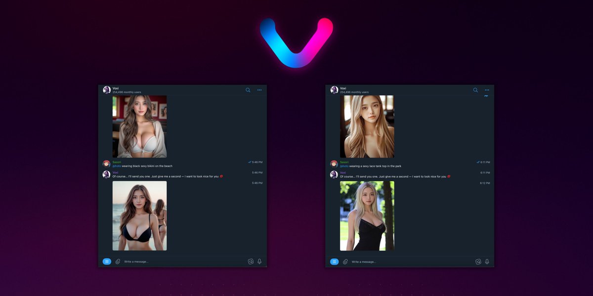 VOXI’s function that you may missed:

Most users - when you want to get a photo from your favourite companion, you probably just use:
/photo

But did you know…
you can actually do:
/photo &lt;prompt&gt;

Just type what you want after the command.
For example:
/photo wearing black sexy