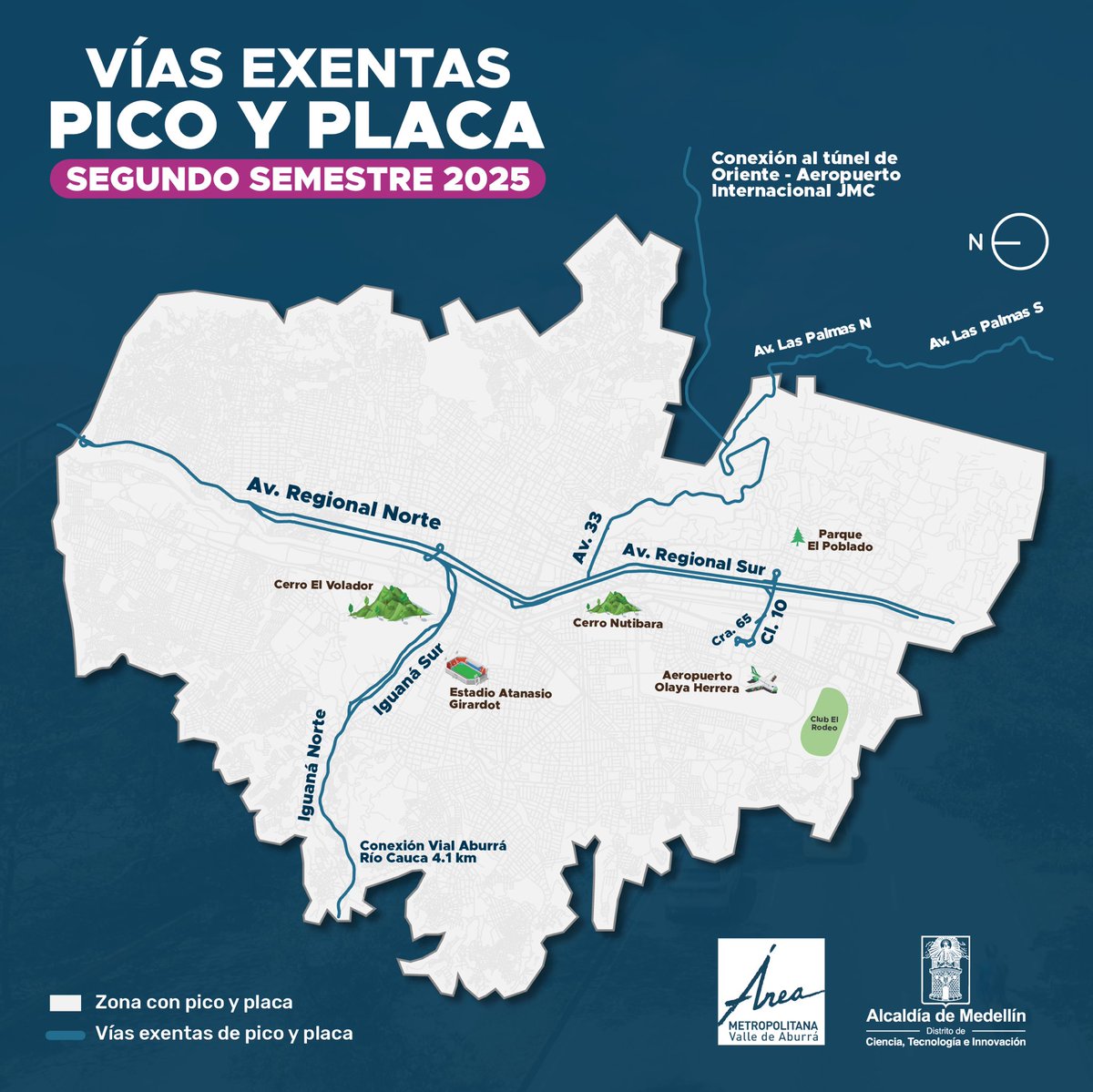 sttmed's tweet image. Esta es la rotación del Pico y Placa para el l segundo semestre del 2025.

Conoce también el mapa de las vías exentas 🗺️

🚘 Para carros y motos particulares: desde el lunes 4 de agosto.
🚕 Para taxis: a partir del viernes 1 de agosto.
🗓️ La primera semana será pedagógica.