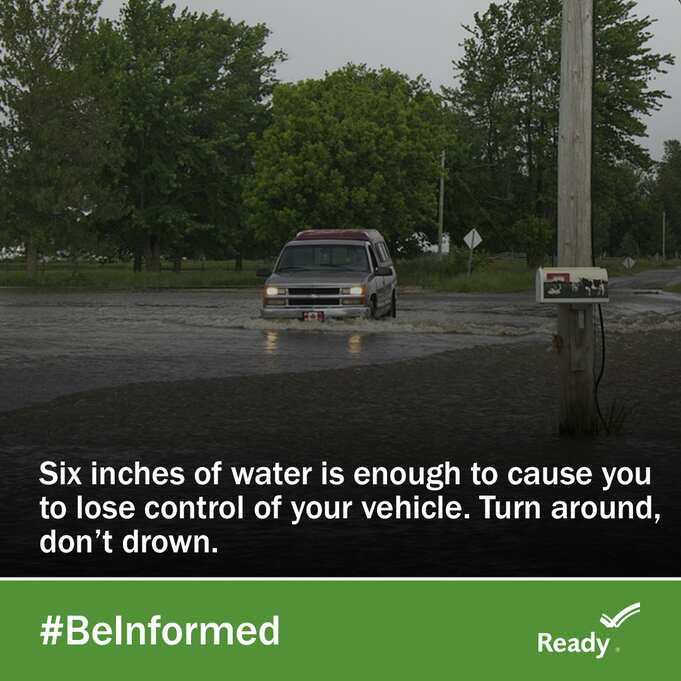 6 inches of moving water can knock an adult off their feet. As little as 12 inches of moving floodwater can be enough to float and carry away a small vehicle. STAY AWAY from moving water! #FloodSafety