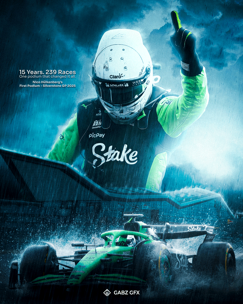 g4bzygraphics's tweet photo. 15 years. 239 races.
 Nico Hülkenberg’s first podium — Silverstone GP 2025.
Rain-soaked. Long overdue. Absolutely legendary. 🌧️🏁
🖌️ Art by Gabz GFX
🎨 https://t.co/QkxvMmhbha
📷 https://t.co/scse90T88H
#F1 #F1Art #Hulkenberg #Silverstone #F1FanArt #GabzGFX #StakeF1 https://t.co/I9JCROA6AS