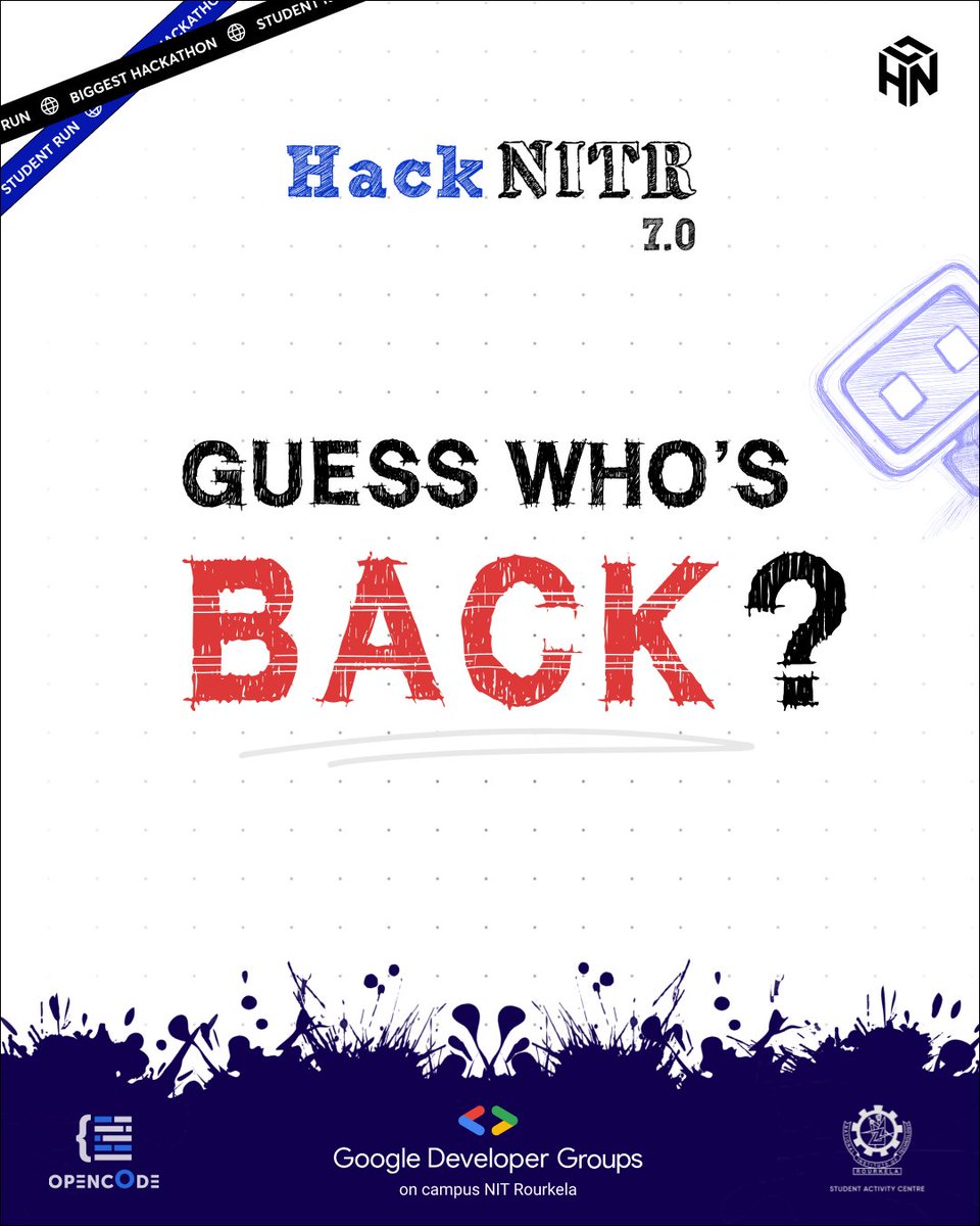 hacknitr's tweet image. Guess who&apos;s back? It’s HackNITR!

HackNITR 7.0 is back—bolder and bigger! 🚀
India’s biggest student-run hackathon returns with bold builds, mentorship, swags, prizes &amp;amp; more.

📍NIT Rourkela | Stay tuned!

#HackNITR7 #Hackathon #NITRourkela