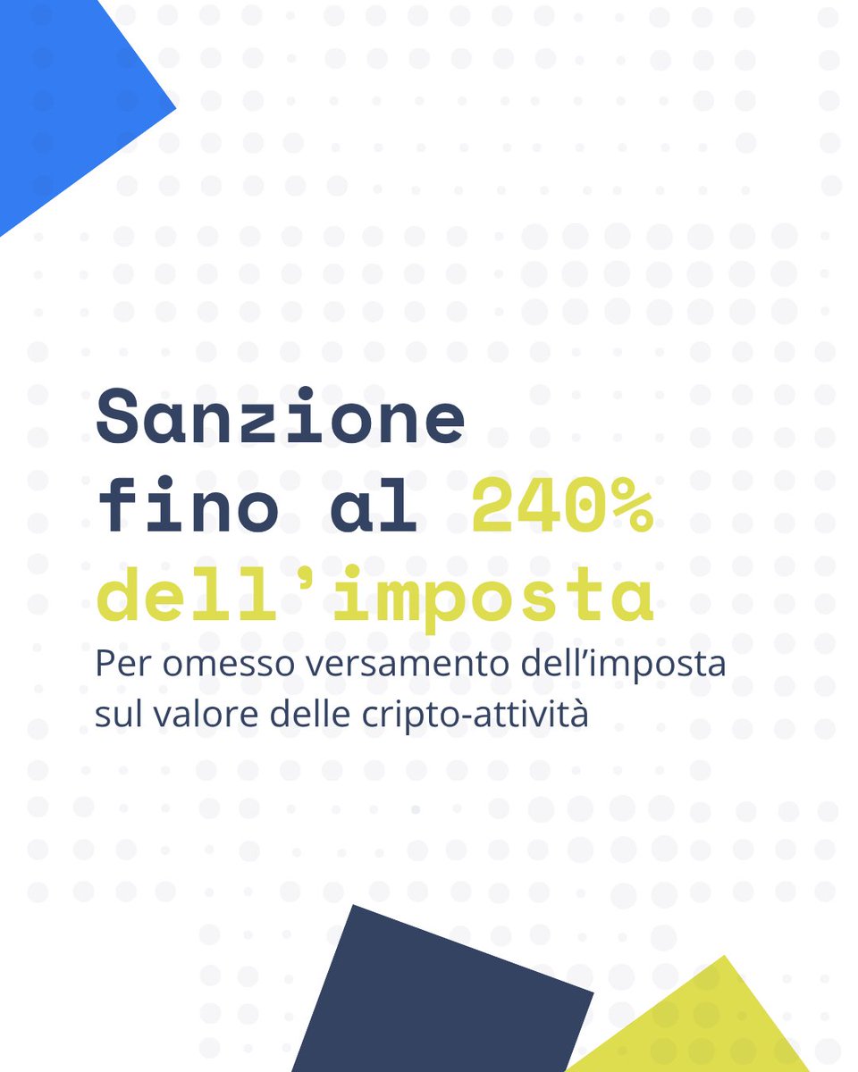 okipo_io's tweet photo. Negli ultimi anni, molti investitori in criptovalute hanno sottovalutato gli obblighi fiscali.

Oggi però l’Agenzia delle Entrate ha occhi ben aperti sulle movimentazioni digitali.

Noi ti consigliamo di dichiarare, prima che arrivino accertamenti e sanzioni. 🔥
#Crypto #tasse https://t.co/lwt4mruI7O