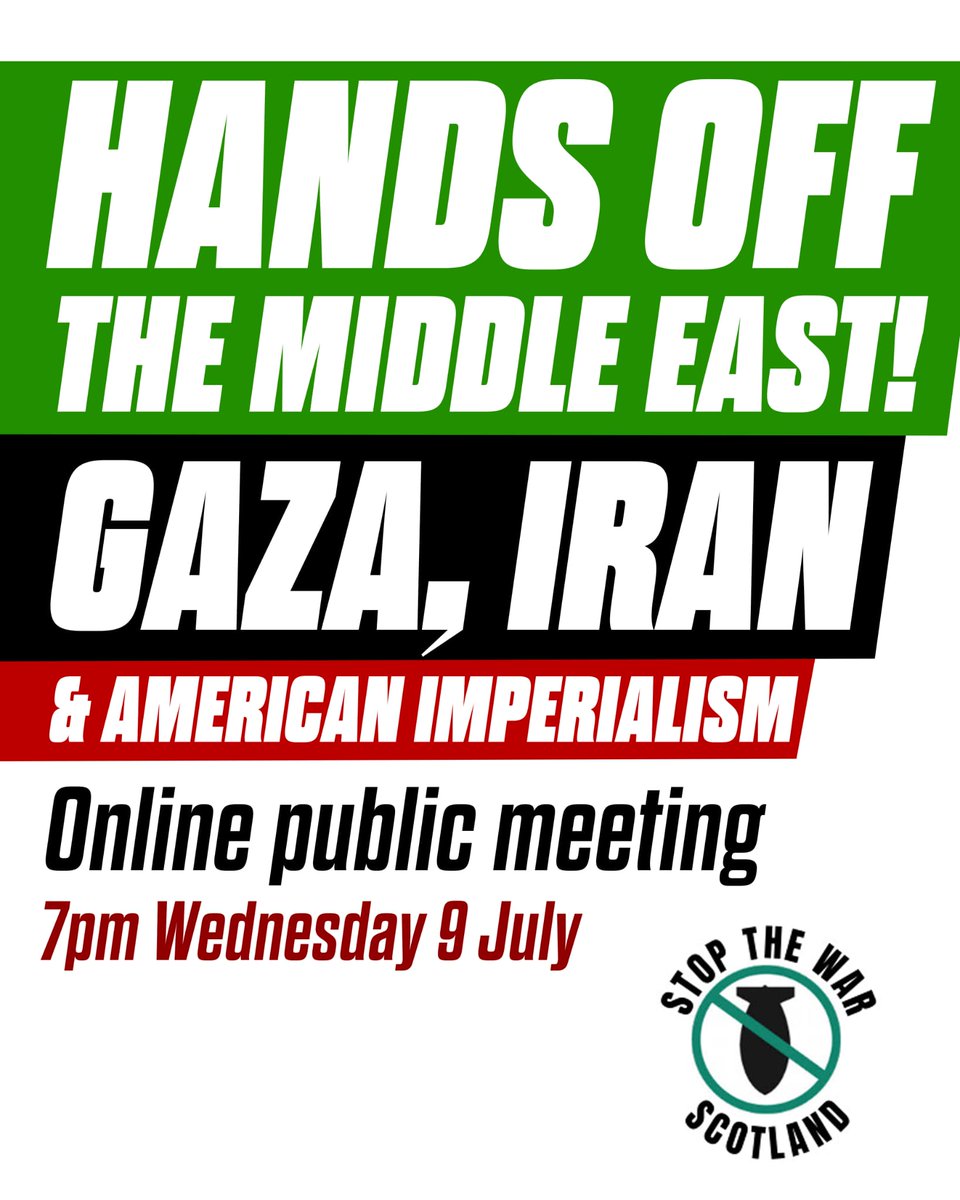 Reminder: Tonight at 7pm!   

Join our online meeting to discuss the insidious plans to displace the Palestinian people from Gaza, the ongoing massacres and starvation, the complicity of our rulers and their crackdown on dissent at home.

Register here: us06web.zoom.us/meeting/regist…