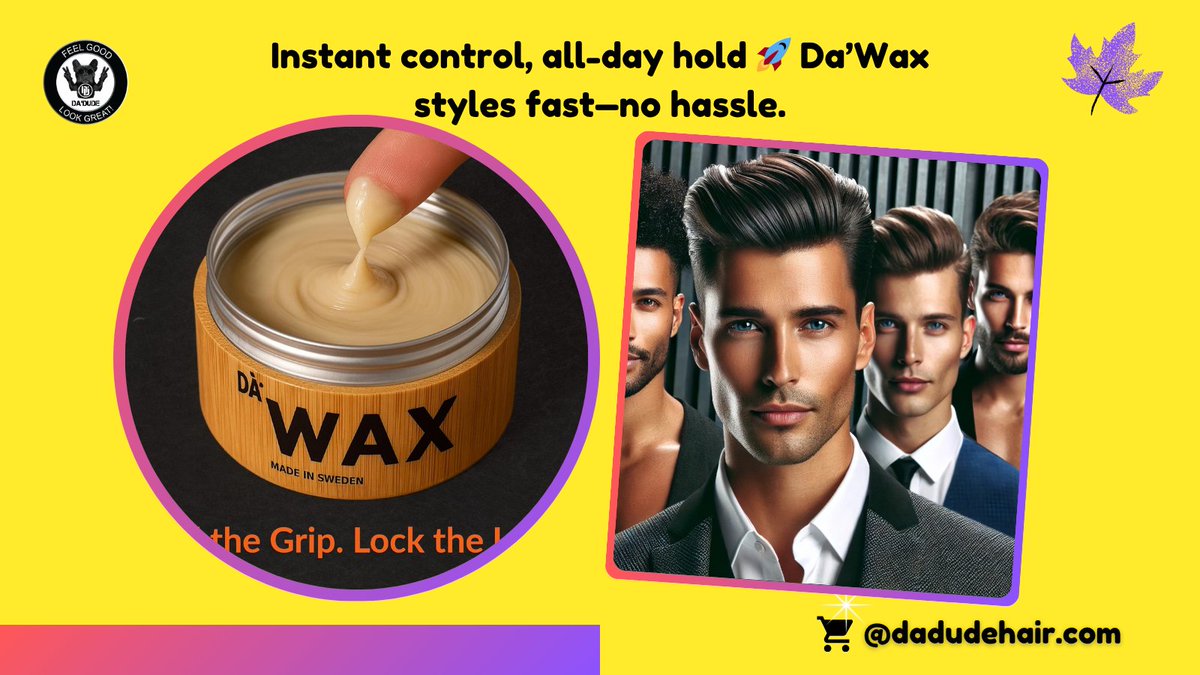 DaDudeyounghair's tweet image. Quick styling, all-day hold. 🚀 Da’Wax spreads effortlessly, giving you instant control over your look, without the hassle.  ✨🌟
#GetStyled #gamechanger #menhairstyle