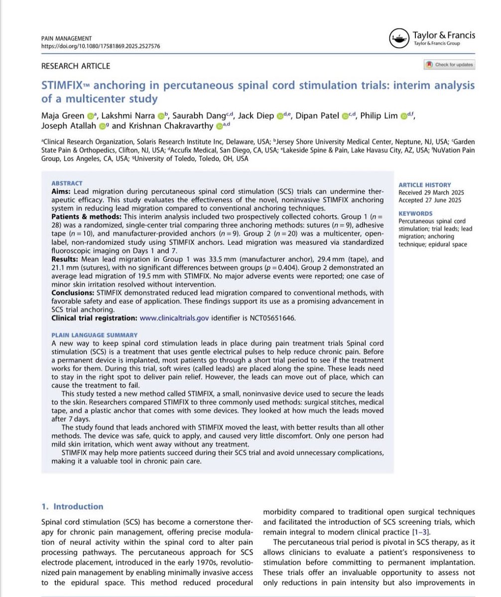 krishmdphd's tweet image. New manuscript…new tech…!  Gotta love the journey!  #stimfix #scstrial #scstrialmigration #leadanchortech