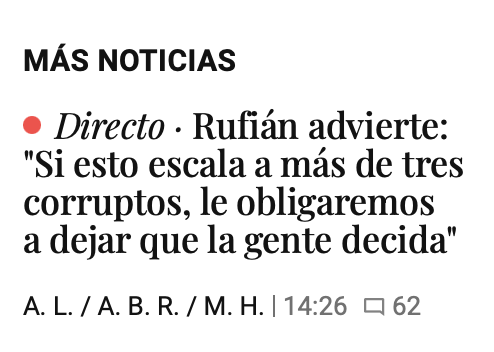 Ah, vale, que el límite son cuatro corruptos.

Tres corruptos, tira que te vas. 

Cuatro, inadmisible.

¿Y Begoña, su hermano, su fiscal general, su presidenta del Congreso, Ángel Víctor Torres, Paco Salazar, Ana Pardo de Vera y tantos otros no cuentan como el cuarto o qué?