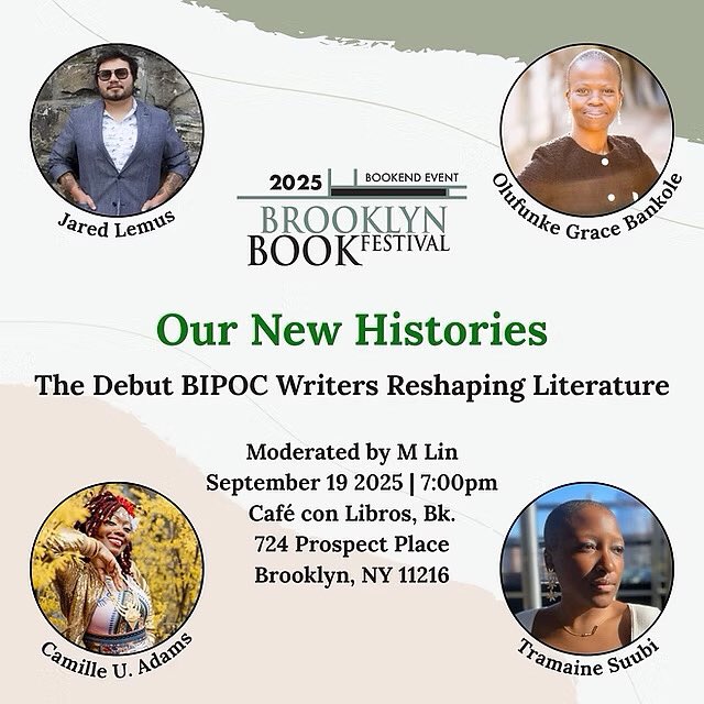 Camille_U_Adams's tweet image. Come join us @Tin_House alumni as we celebrate & converse about our 2025 debut books 🙌🏾 We’ll be at @BKBF Bookends on Sept 19 at @cafeconlibrosbk
Such a joy to be panelists together with these wonderful writers 💗🌟
Please RSVP at: cafeconlibrosbk.com/event-info/our…