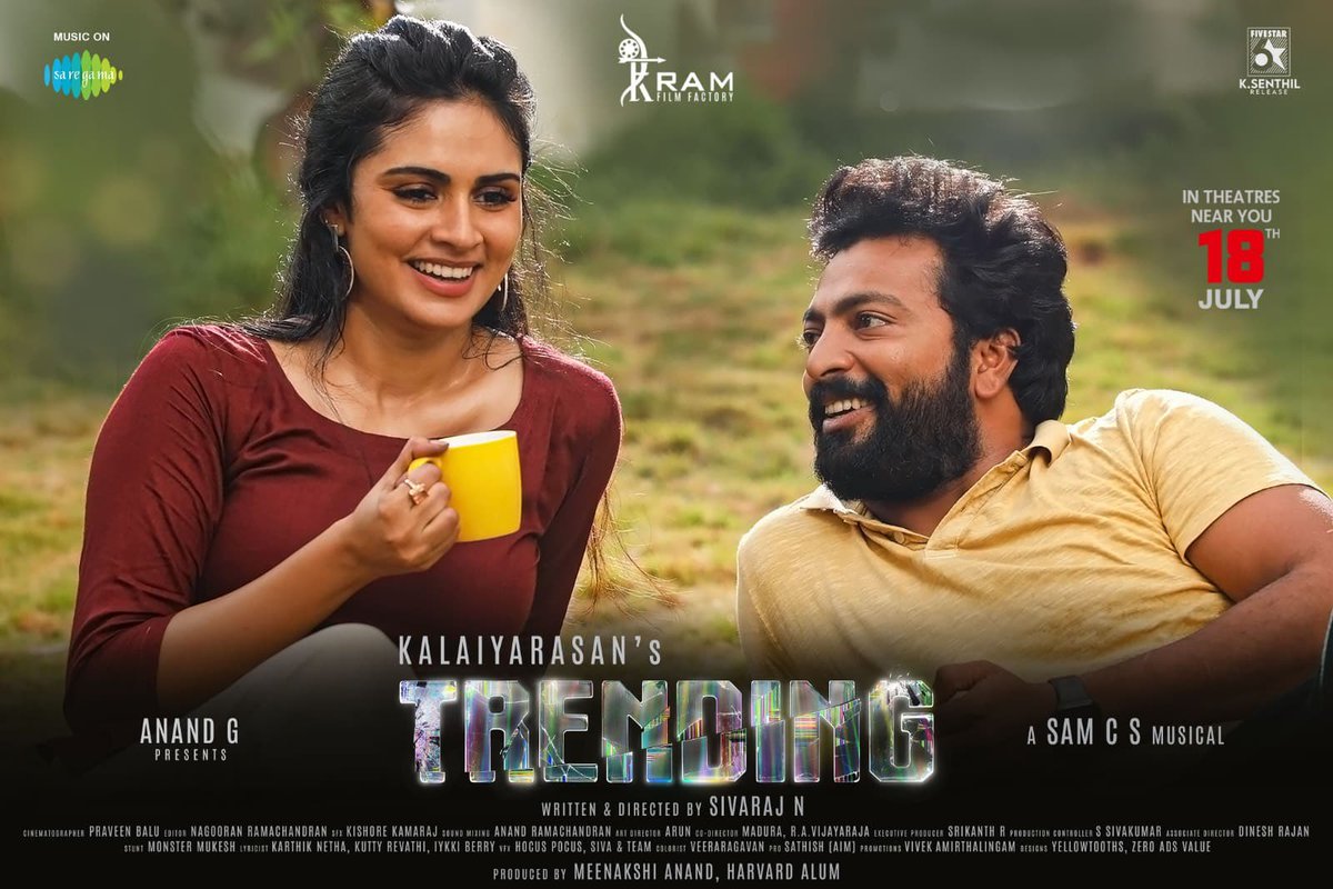 Fivestar Senthil (@5starsenthilk) on Twitter photo Are you ready for the Ride?
Here's the official Trailer of #TrendingMovie #Trending - Movie in theatres from July 18th π¬
βΆοΈ youtu.be/s3wnvH5n9Gw
<a href="/KalaiActor/">Kalaiyarasan</a> <a href="/Priyalaya_ubd/">Priyalaya</a> <a href="/RAMFILMFACTORY/">RAM FILM FACTORY</a> #BarefootProduction <a href="/SamCSmusic/">πππ π π</a> <a href="/ShivarajNagaraj/">Shivaraj Nagaraj</a> <a href="/srikanth_R/">srikanth.R</a>
#fivestarsenthilrelease Are you ready for the Ride?
Here's the official Trailer of #TrendingMovie #Trending - Movie in theatres from July 18th π¬
βΆοΈ youtu.be/s3wnvH5n9Gw
<a href="/KalaiActor/">Kalaiyarasan</a> <a href="/Priyalaya_ubd/">Priyalaya</a> <a href="/RAMFILMFACTORY/">RAM FILM FACTORY</a> #BarefootProduction <a href="/SamCSmusic/">πππ π π</a> <a href="/ShivarajNagaraj/">Shivaraj Nagaraj</a> <a href="/srikanth_R/">srikanth.R</a>
#fivestarsenthilrelease