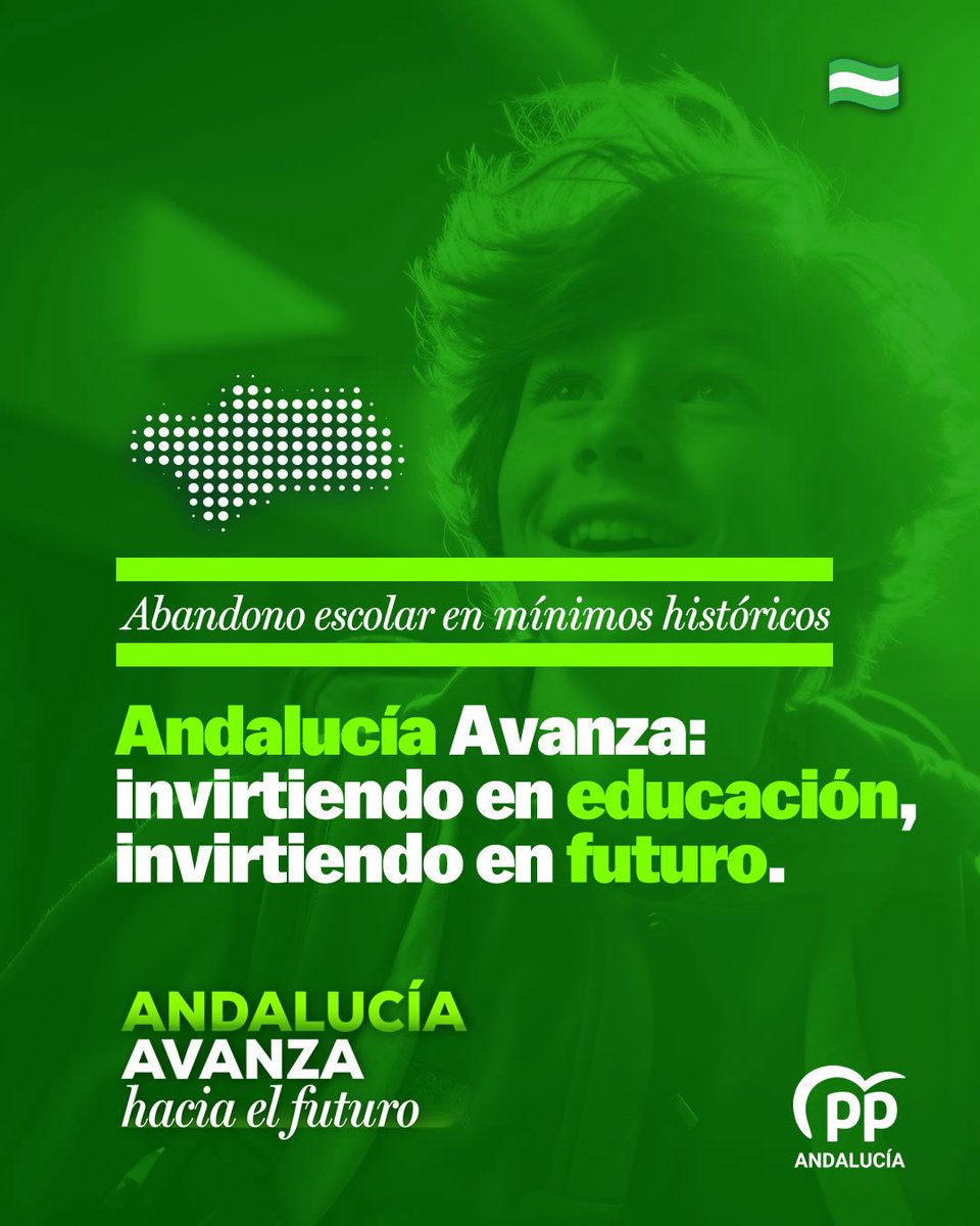 📉 El abandono escolar en Andalucía cae a mínimos históricos: 15,5%

Invertir en educación es invertir en futuro.
Y el futuro… ya ha empezado.
#AndalucíaAvanza #EducaciónDeFuturo
