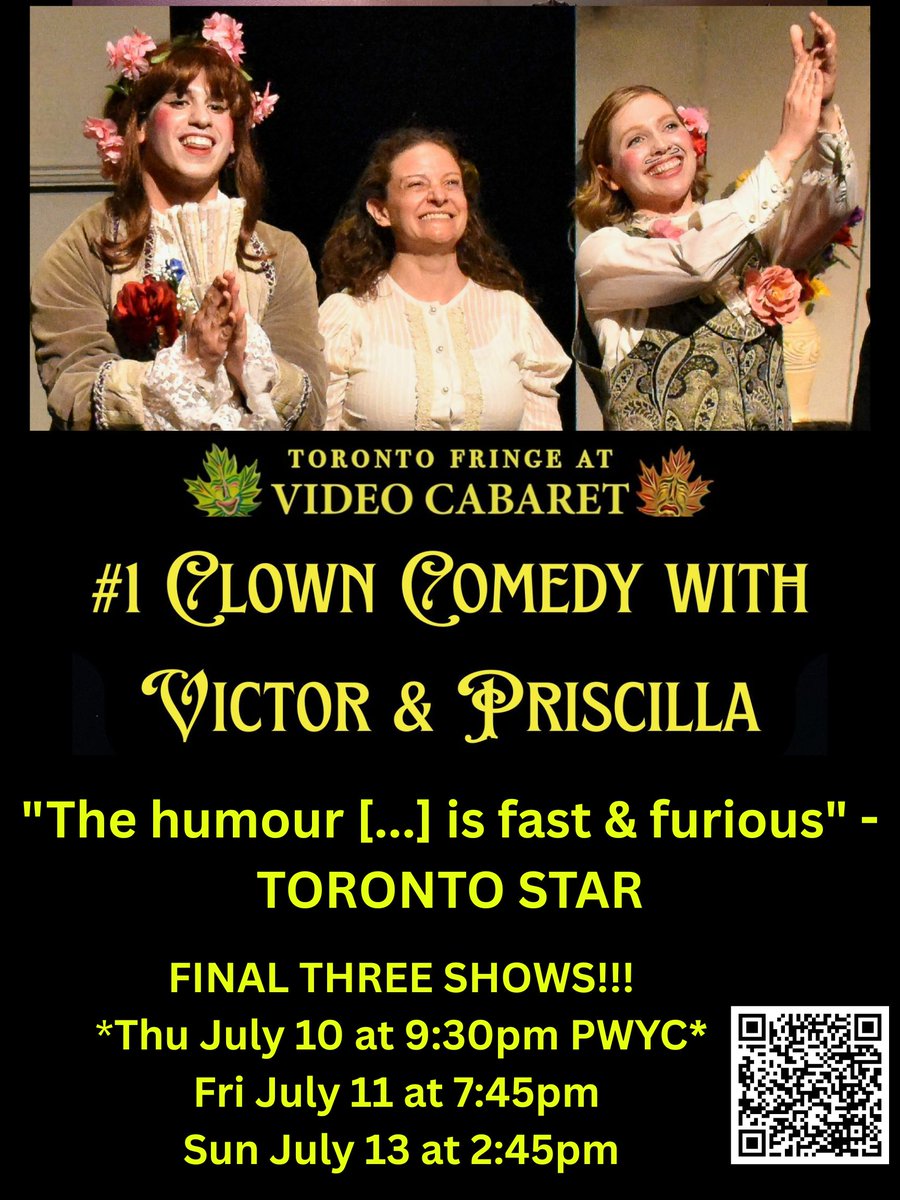 TheatreUnspoken's tweet image. @KidsUpFrontTO tix are available for PG rated family friendly queer themed #toronto fringe #comedyto #1 Clown Comedy with Victor &amp;amp; Priscilla PWYC dates and discount youth tickets also on sale! 3 final shows must end Sun July 13, 2025 fringetoronto.com/fringe/show/1-…