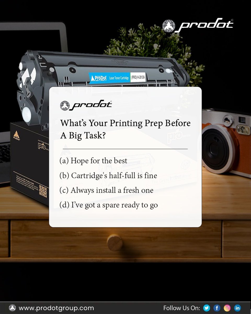 ProDotGroup's tweet image. 🖨️ Big Print Job Ahead?

Whether you&apos;re the “hope-for-the-best” type or the “always have a spare” pro — ProDot’s got your back with reliable, high-performance cartridges.

💼 Be print-ready, every time!

#PrintPrepared #ProDotPower #TonerTalk #OfficeEssentials #PrintWithoutPause