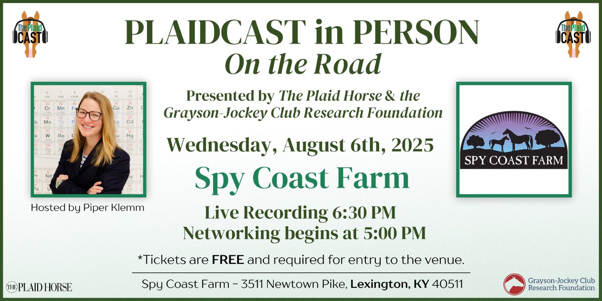 Join us on August 6th at Spy Coast farm for a live Plaid Cast.