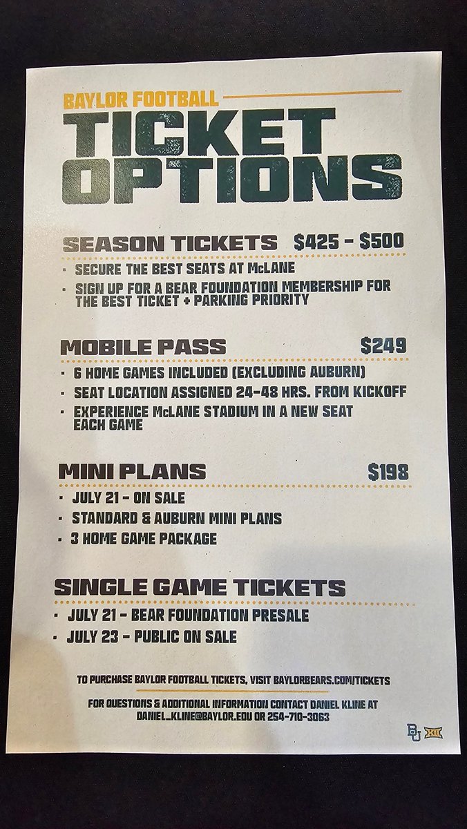 T_REX1991's tweet photo. Don't have @BUFootball tickets yet? Well here's your prices &amp; dates! Need help buying? Reach out to @Hgrant24 &amp; he will make sure you are set to #GoTakeIt https://t.co/bKjbfQGhDy