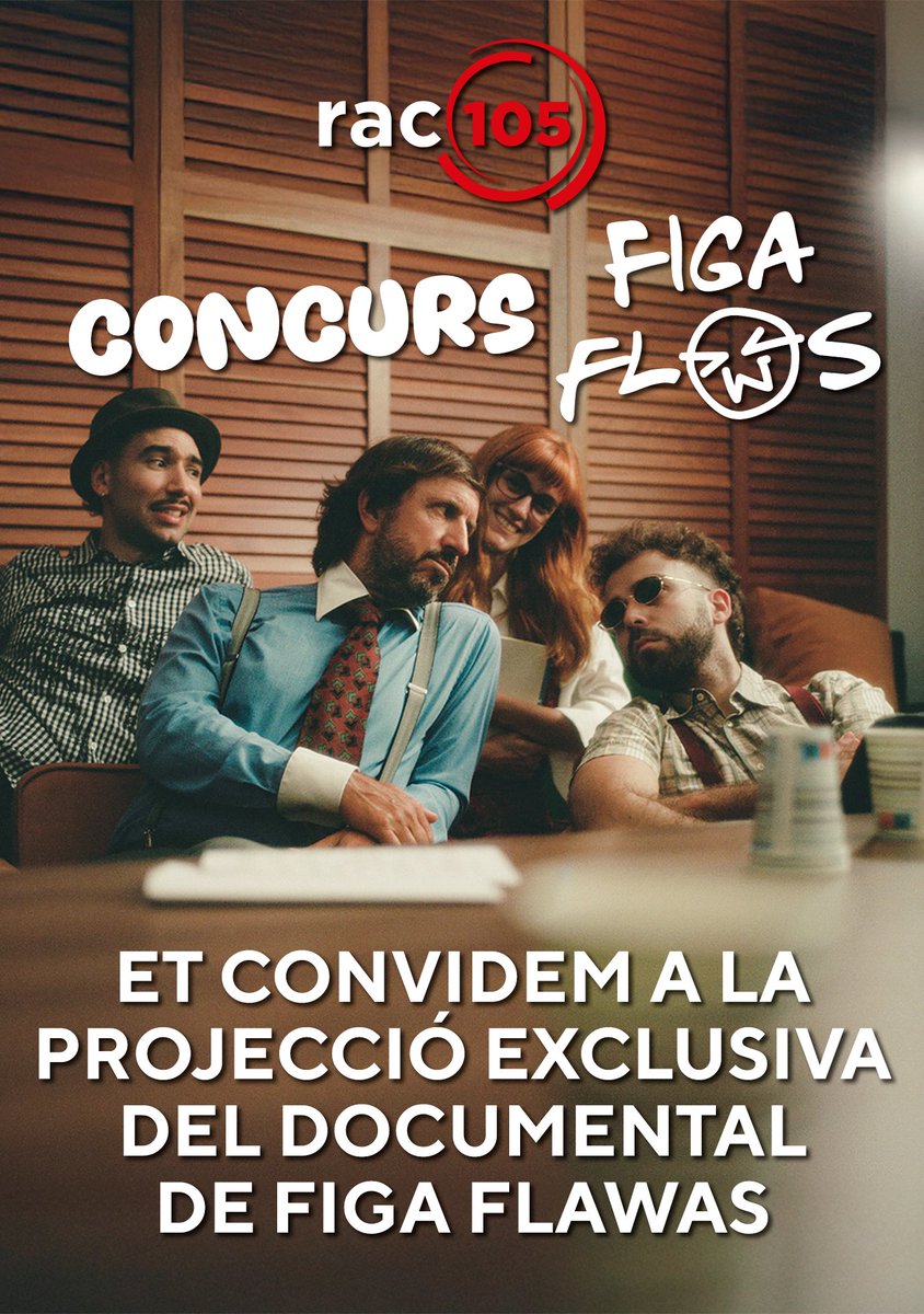RAC105 (@rac105) on Twitter photo 🎉CONCURS!💥 Regalem 2 entrades dobles per veure la projecció en exclusiva del nou documental dels <a href="/figaflawas/">Figa Flawas</a> 🔥 Aquest divendres a les 20h a l'<a href="/EspaiTexasBcn/">Espai Texas</a> . Després parlarem amb ells i amb els actors protagonistes. Participa a través del nostre Instagram! 🎉CONCURS!💥 Regalem 2 entrades dobles per veure la projecció en exclusiva del nou documental dels <a href="/figaflawas/">Figa Flawas</a> 🔥 Aquest divendres a les 20h a l'<a href="/EspaiTexasBcn/">Espai Texas</a> . Després parlarem amb ells i amb els actors protagonistes. Participa a través del nostre Instagram!