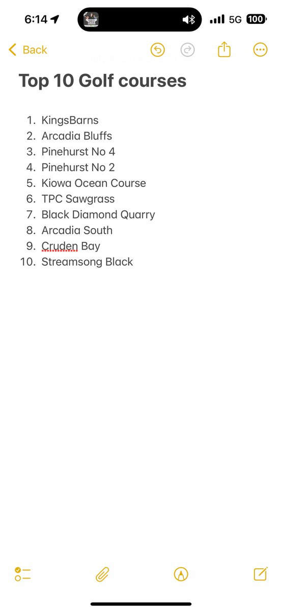 robl813's tweet photo. Updated my top 10 courses I’ve played. Here they are in case you care https://t.co/NOdAchyYsy