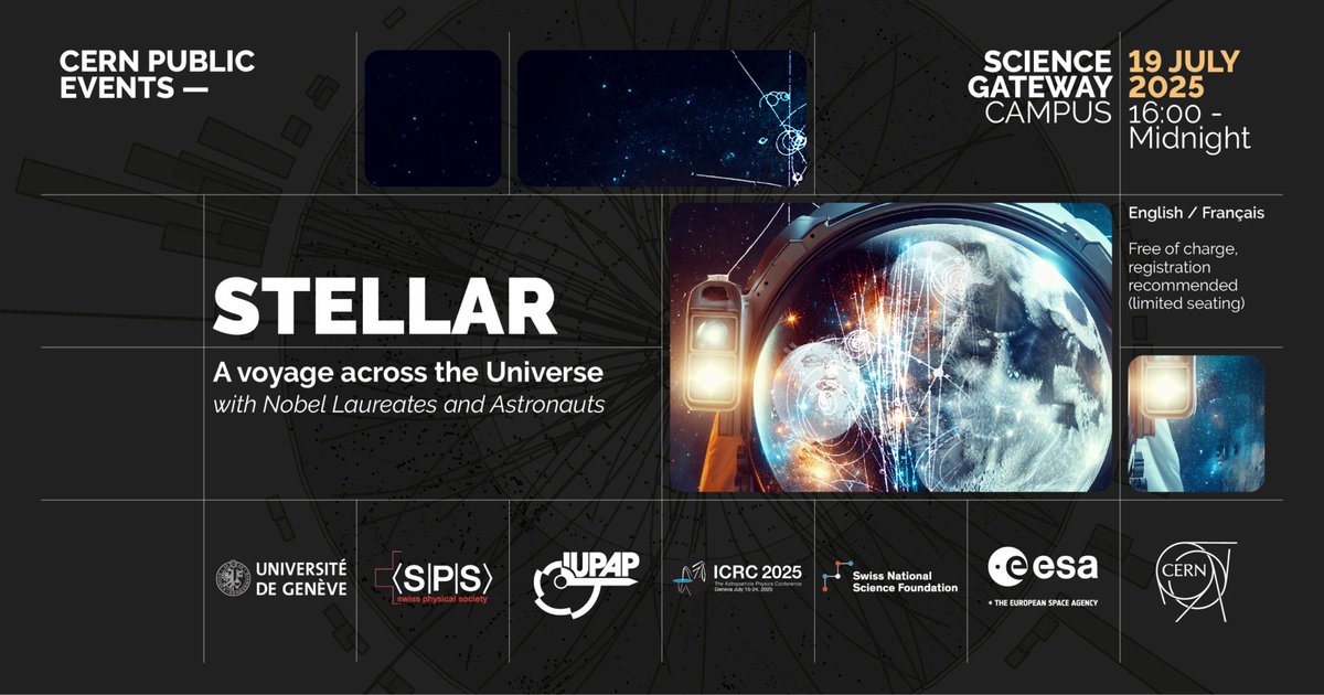 UNIGEnews's tweet image. 🚀À l’occasion du 56ème anniversaire du premier alunissage, partez à la conquête des étoiles avec le festival scientifique estival STELLAR.💫
Programme, lien d'inscription et diffusion en direct ici 👉 indico.cern.ch/event/1550066/
Ouvert à toutes et tous, STELLAR vise à éveiller la…