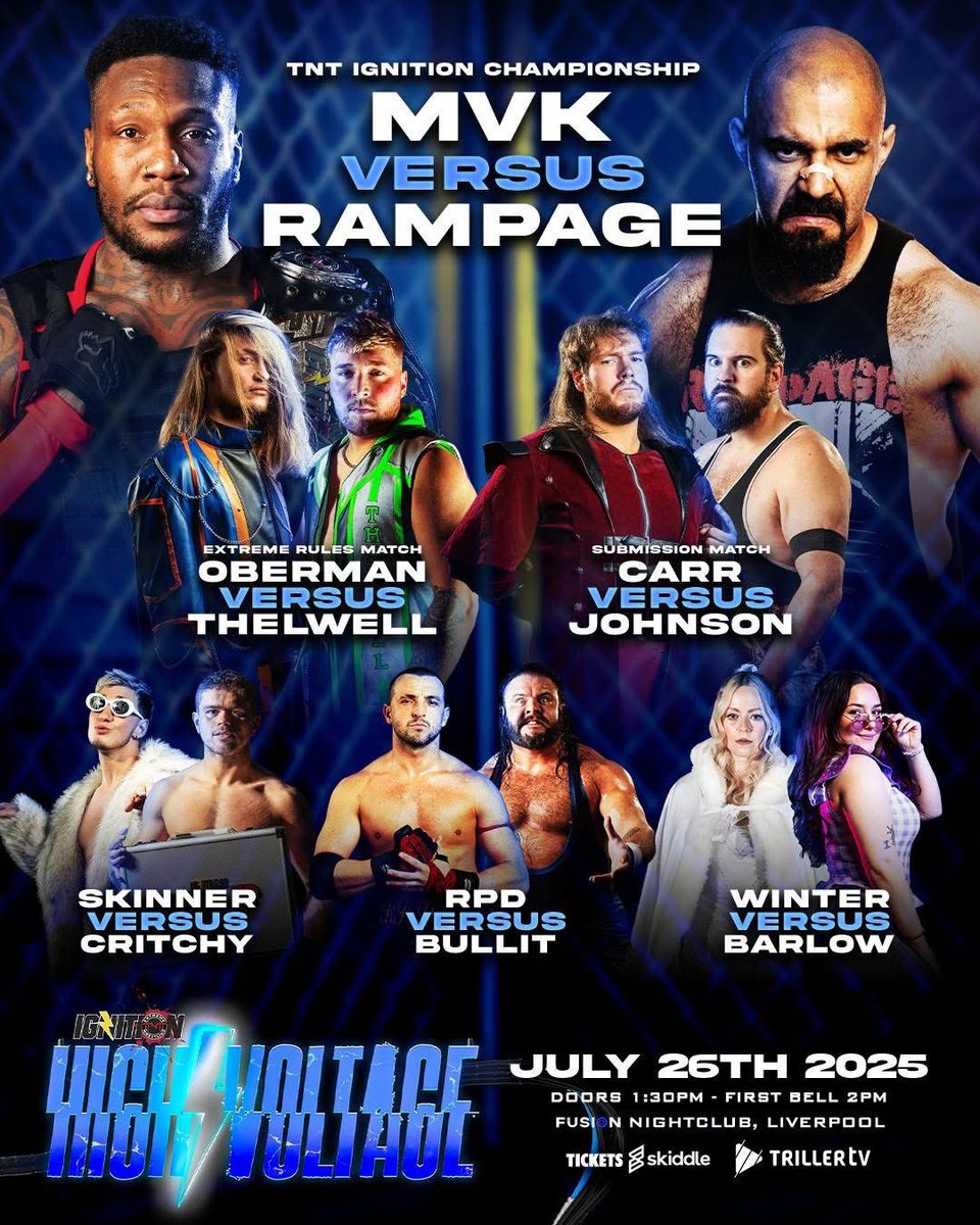 Wrestle Snaps (@wrestle_snaps) on Twitter photo <a href="/TNTExtremeWres/">TNT Extreme Wrestling</a> Presents: HIGH VOLTAGE⚡️
JULY 26TH
📍<a href="/FusionLpool/">Fusion Liverpool</a>
Liverpool
L1 4AR
FAMILY FRIENDLY
⚡️<a href="/RPDFighter/">RP Davies</a>
⚡️<a href="/IanSkinnerPW/">Ian Skinner (w/ rizz)</a>
⚡️<a href="/Critchy01/">critchy.1</a>
⚡️<a href="/deffonothollie/">✨Hollie Barlow✨</a> & Many more!
Tickets 🎟️
skiddle.com/deeplink?type=… <a href="/TNTExtremeWres/">TNT Extreme Wrestling</a> Presents: HIGH VOLTAGE⚡️
JULY 26TH
📍<a href="/FusionLpool/">Fusion Liverpool</a>
Liverpool
L1 4AR
FAMILY FRIENDLY
⚡️<a href="/RPDFighter/">RP Davies</a>
⚡️<a href="/IanSkinnerPW/">Ian Skinner (w/ rizz)</a>
⚡️<a href="/Critchy01/">critchy.1</a>
⚡️<a href="/deffonothollie/">✨Hollie Barlow✨</a> & Many more!
Tickets 🎟️
skiddle.com/deeplink?type=…