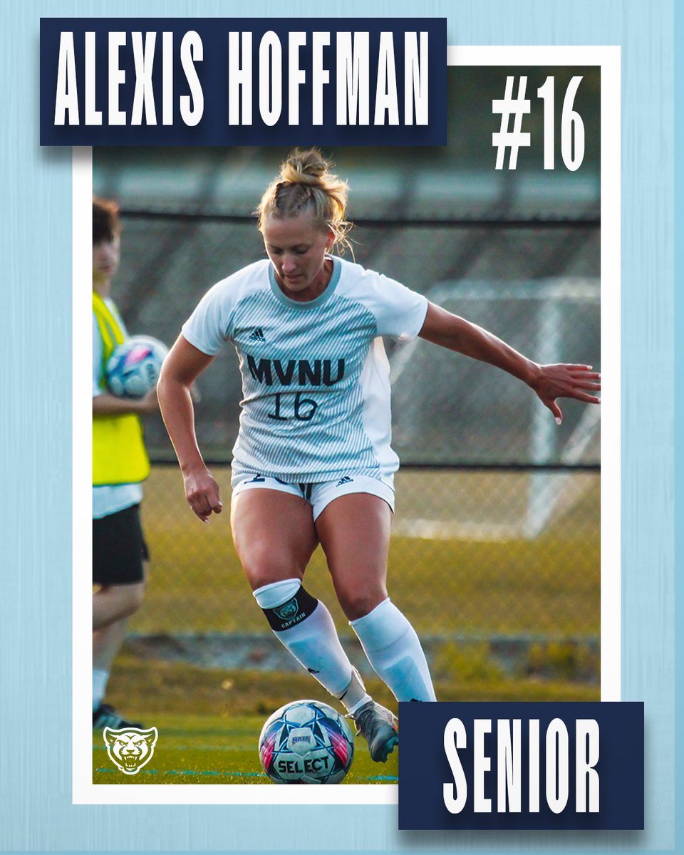 Returning this upcoming fall we have Senior #16 Alexis Hoffman! ⚽️🩵

Fun facts:
-Her favorite hobbies are going to get coffee &amp; reading.
-Her favorite genre of music is country. 
-Her favorite Bible verse is 2 Corinthians 12:10.

2x 1st Team All-Conference FW &amp; 2nd year captain!