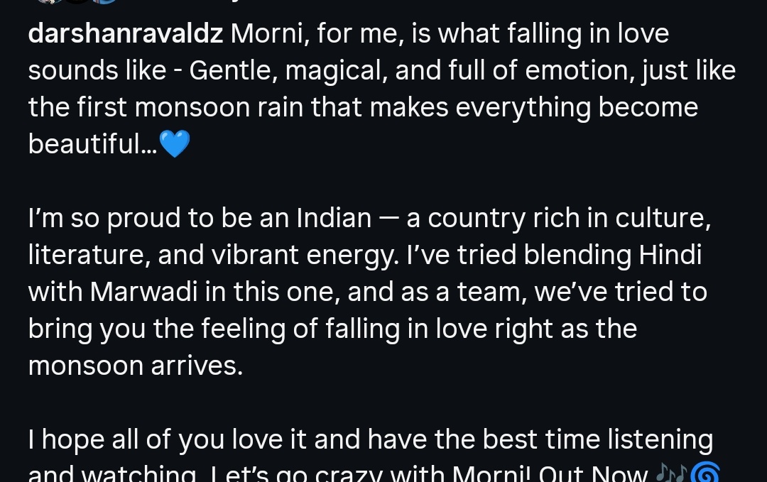 Paru🏠RAVAL KI DHARAL #DD 🥹🌸💙 (@parul_drdz) on Twitter photo U singing in my mother tongue Marwadi 🥹🥹😭😭🥹🥹
U have no idea how happy I am <a href="/DarshanRavalDZ/">Darshan Raval 🏠💙</a> U singing in my mother tongue Marwadi 🥹🥹😭😭🥹🥹
U have no idea how happy I am <a href="/DarshanRavalDZ/">Darshan Raval 🏠💙</a>