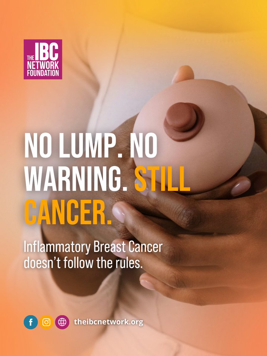 TalkIBC's tweet image. No lump. No warning. Still cancer.
That’s why patients are often misdiagnosed and why time is lost.
Help us spread this message and fund urgent research at theibcnetwork.org
#inflammatorybreastcancer #ibc #nolumpstillcancer #breastcancer #talkibc #repibc #representibc