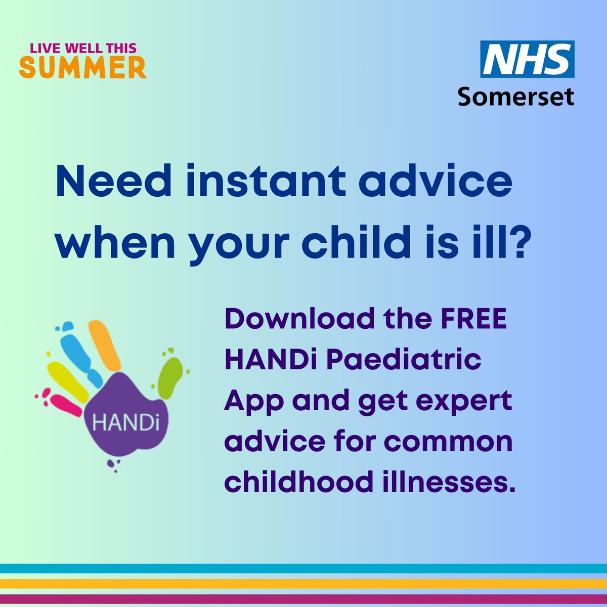 You can use the NHS HANDi App to help care for your children whenever they are experiencing unusual health symptoms, from a high temperature to skin conditions - and everything in between.  Search 'HANDi App' on your app store.