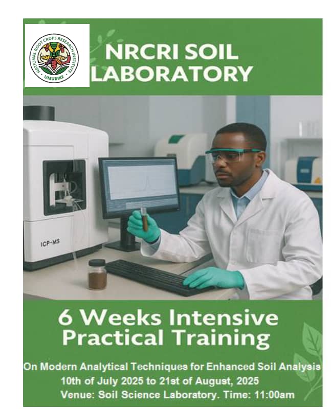 NRCRI UMUDIKE (@nrcri_umudike) on Twitter photo #Soil Science Laboratory Unit's intensive practical in-house training workshop on "Modern Analytical Techniques for Enhanced Soil Analysis", scheduled from July 10th to August 21st, 2025, at the Soil Science Laboratory, <a href="/nrcri_umudike/">NRCRI UMUDIKE</a>
<a href="/NGfmafs/">Nig Federal Ministry of Agriculture &Food Security</a> <a href="/cegesi/">Chiedozie Egesi</a> #Soil Science Laboratory Unit's intensive practical in-house training workshop on "Modern Analytical Techniques for Enhanced Soil Analysis", scheduled from July 10th to August 21st, 2025, at the Soil Science Laboratory, <a href="/nrcri_umudike/">NRCRI UMUDIKE</a>
<a href="/NGfmafs/">Nig Federal Ministry of Agriculture &Food Security</a> <a href="/cegesi/">Chiedozie Egesi</a>