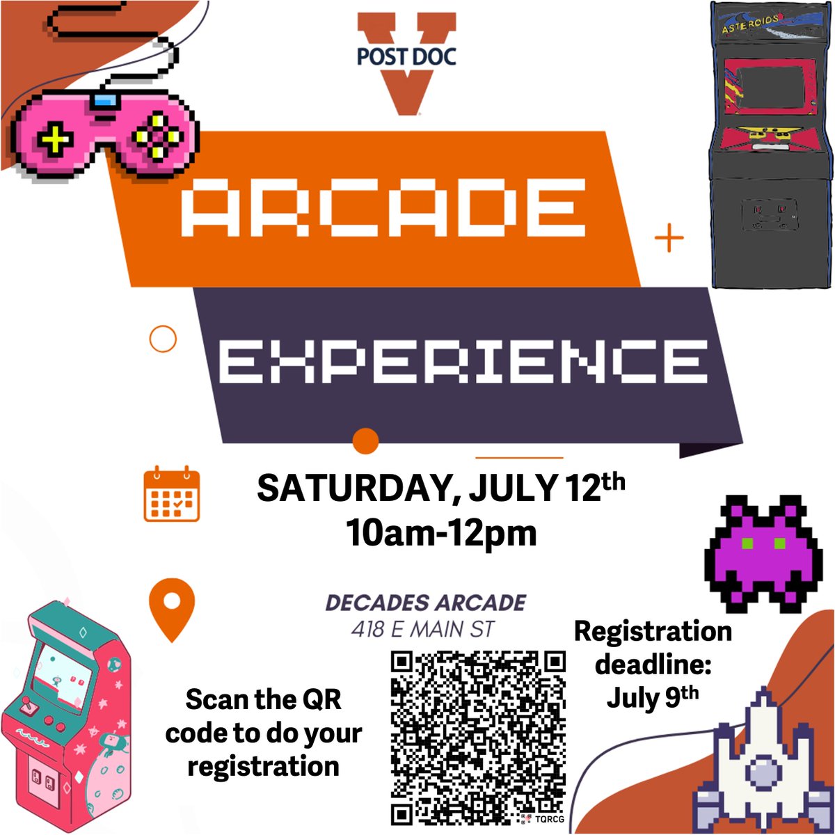 UVAPostdocs's tweet image. EVENT THIS WEEKEND!! Join the UVA PDA for an afternoon of fun and games at Decades Arcade. Come play some pinball, arcade games, or just come to chat! See you there!!