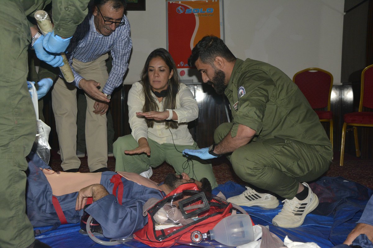 ICRC_IQ's tweet image. To strengthen emergency medical response in conflict-affected areas, the @ICRC conducted a 2-week Blast Trauma Care training, which included simulations on bleeding, evacuation, triage, & first aid, in Erbil for 38 medics from the Iraqi Kurdistan Mine Action Agency.