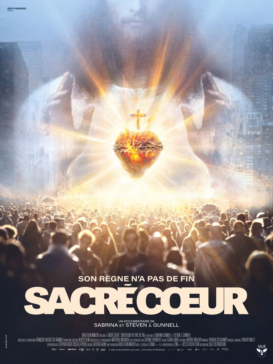 lechochretien's tweet image. 🎬🍿 FLASH | Le docu-fiction &quot;Sacré Cœur&quot; sur la dévotion au Sacré-Cœur qui sortira en salles le 1er octobre 2025 dévoile son affiche.