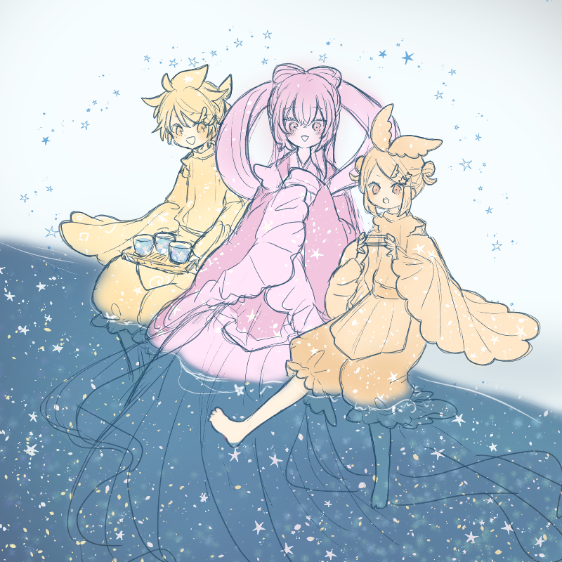 鏡音レン ,鏡音リン 「川を渡らないタイプのかささぎ」|すけのイラスト