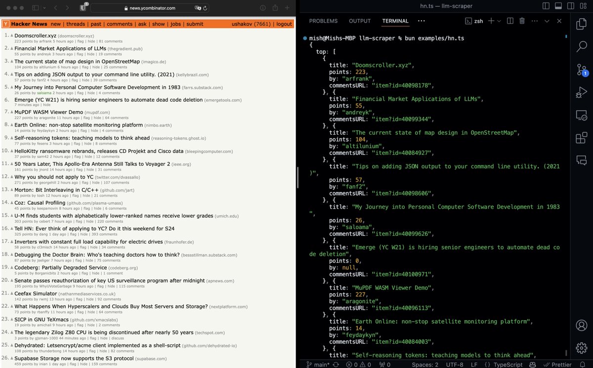¡Scraping con Inteligencia Artificial!
Convierte cualquier página en datos estructurados.
De código abierto. Compatible con ChatGPT, Gemini...
→ github.com/mishushakov/ll…