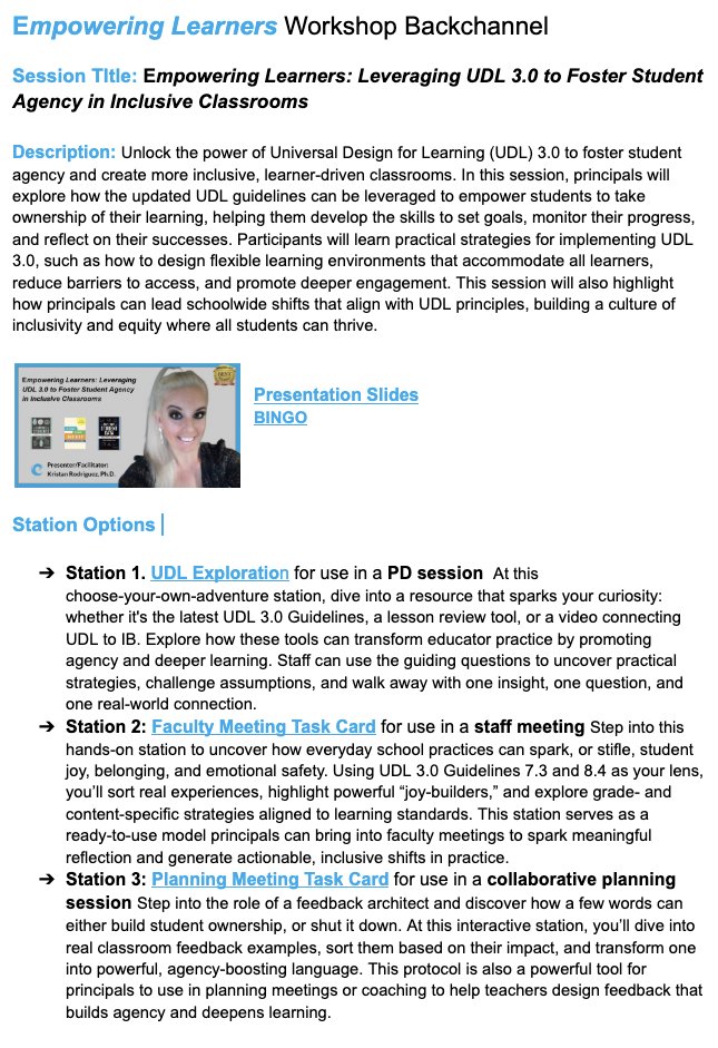 Join me for Empowering Learners: Leveraging UDL 3.0 to Foster Student Agency at the #PrincipalsUNITED conference. 
🗓 Saturday, July 12 | 🕞 3:30–4:30 PM Grand Ballroom D
✅ Free resources
✅ Strategies to shift practices
<a href="/NAESP/">National Assoc. of Elementary School Principals</a> <a href="/NASSP/">National Assoc. of Secondary School Principals</a>  #UDL #StudentAgency #EdLeadership
