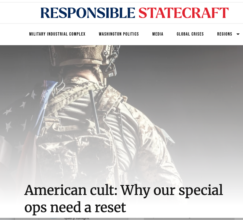 "This is not a screed against (special forces); I am an old SOF tribal member and I have many friends and family members within the community" writes Rich Hinman. But "the current 'Cult of SOF' is bad for the military, bad for society, and ...bad for the operators themselves." 👇