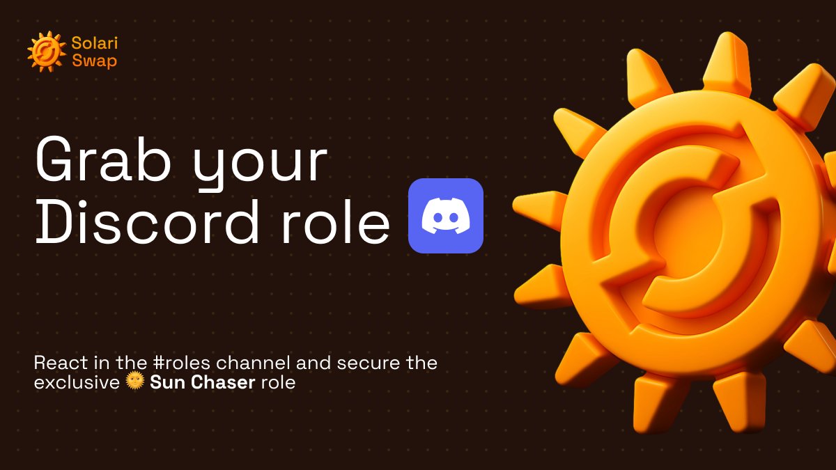 SolariSwap ☀️ (@solari_swap) on Twitter photo The sun is rising on something big. ☀️
Catch the first rays of SolariSwap and claim your 🌞 𝐒𝐮𝐧 𝐂𝐡𝐚𝐬𝐞𝐫 role now ⬇️
discord.gg/NHn24QC3gu The sun is rising on something big. ☀️
Catch the first rays of SolariSwap and claim your 🌞 𝐒𝐮𝐧 𝐂𝐡𝐚𝐬𝐞𝐫 role now ⬇️
discord.gg/NHn24QC3gu