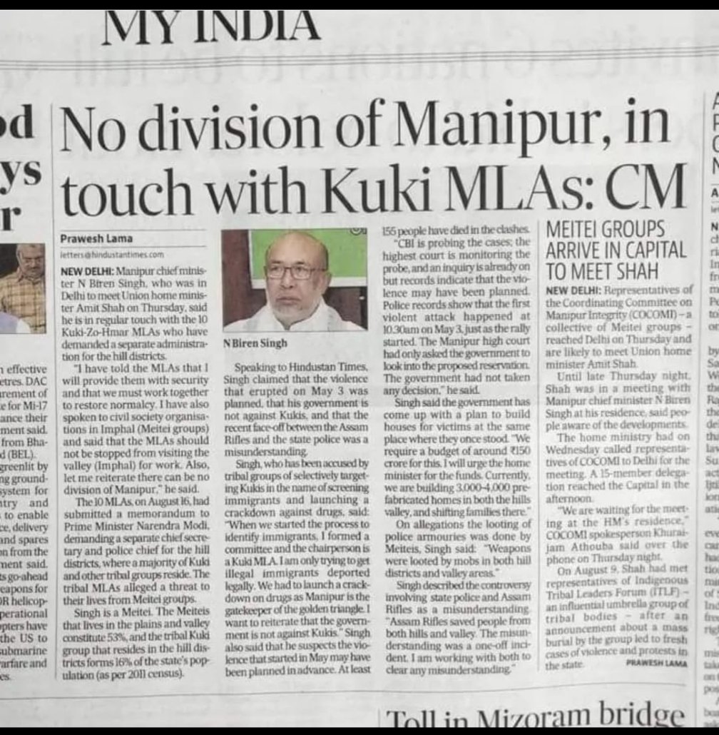 Mighty Warrior Kuki (@kamginthan40473) on Twitter photo Dear <a href="/NBirenSingh/">N. Biren Singh</a> talk in your limit you used <a href="/manipur_police/">Manipur Police</a> <a href="/ArambaiTen96606/">Arambai Tengol</a> #MyammarMeiteiMilitants #ManipurMeiteiMilitants and terminate us from Inner Manipur the only things #KukiCommunity waiting is #SeparateAdministration
<a href="/power_corridors/">POWER CORRIDORS</a> <a href="/HillsMojo/">Hills Mojo</a> <a href="/ndtv/">NDTV</a> <a href="/ANI/">ANI</a> Dear <a href="/NBirenSingh/">N. Biren Singh</a> talk in your limit you used <a href="/manipur_police/">Manipur Police</a> <a href="/ArambaiTen96606/">Arambai Tengol</a> #MyammarMeiteiMilitants #ManipurMeiteiMilitants and terminate us from Inner Manipur the only things #KukiCommunity waiting is #SeparateAdministration
<a href="/power_corridors/">POWER CORRIDORS</a> <a href="/HillsMojo/">Hills Mojo</a> <a href="/ndtv/">NDTV</a> <a href="/ANI/">ANI</a>