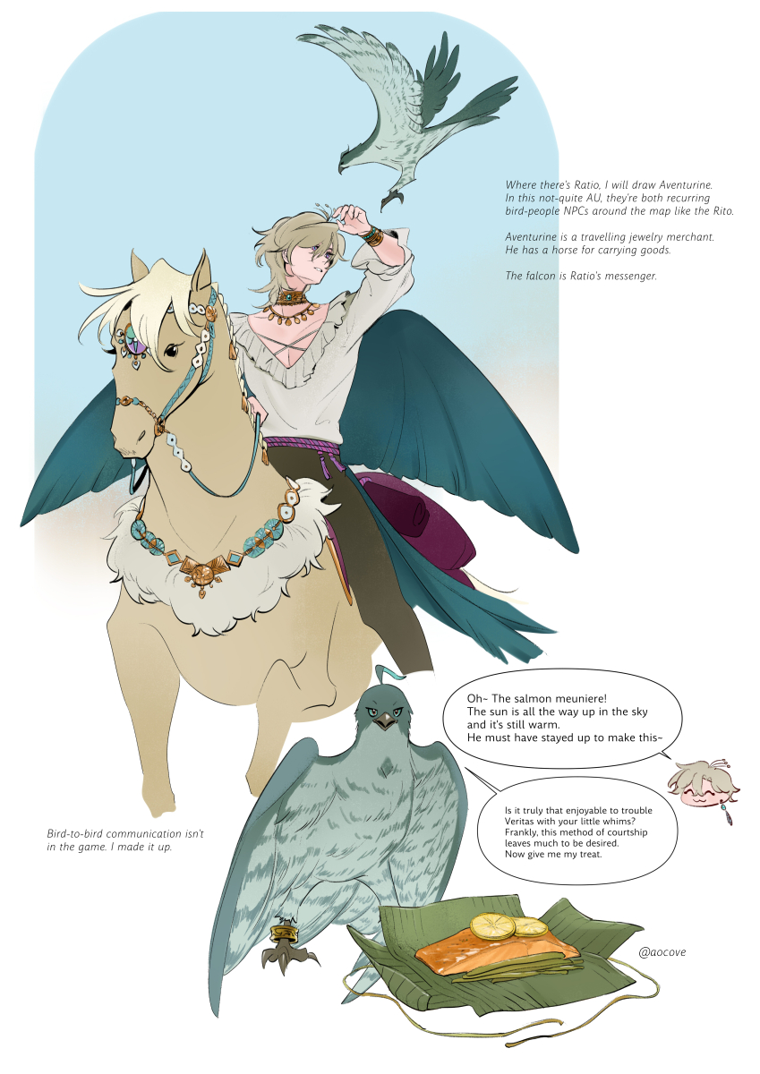 aocove's tweet image. I spent a month playing BOTW so I drew #ratiorine as if they were NPCs in the game lol
Not much thought went into this but I hope it makes sense anyway!
