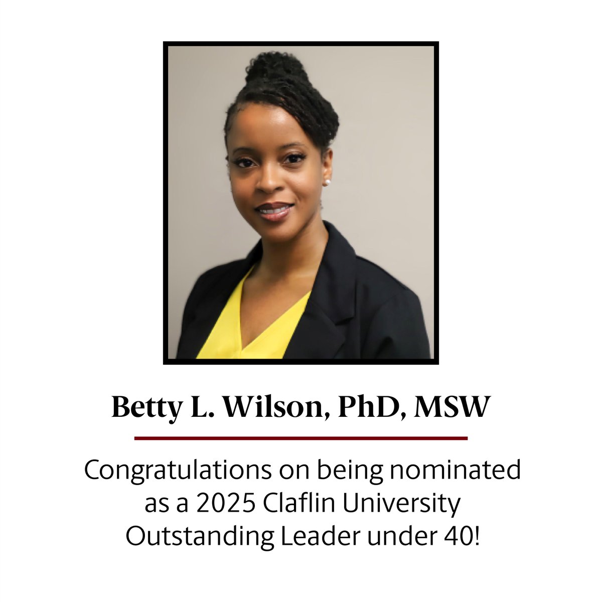 uofsccosw's tweet image. Kudos to #COSW's Betty Wilson, an honoree of @ClaflinUniv1869's Outstanding Leaders 40 under 40! 🙌 #changemaker #SocialWorkAlumni #GamecockAlumni