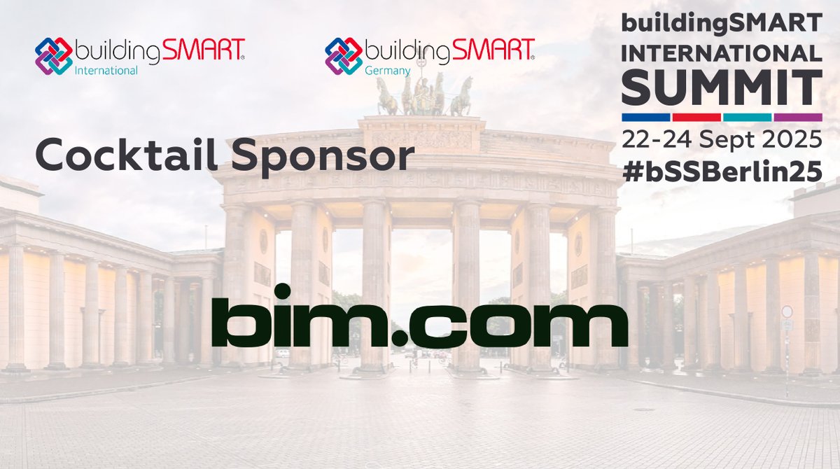 🍸 Big Cheers from Berlin! 🍸
We’re excited to welcome <a href="/BIMobject/">BIMobject</a> as a Cocktail Sponsor of the buildingSMART International Summit – Berlin 2025!

Thank you for helping us bring the industry together in style! 🥂

hubs.ly/Q03wd8JH0

#bSSBerlin25 #buildingSMART #BIMobject