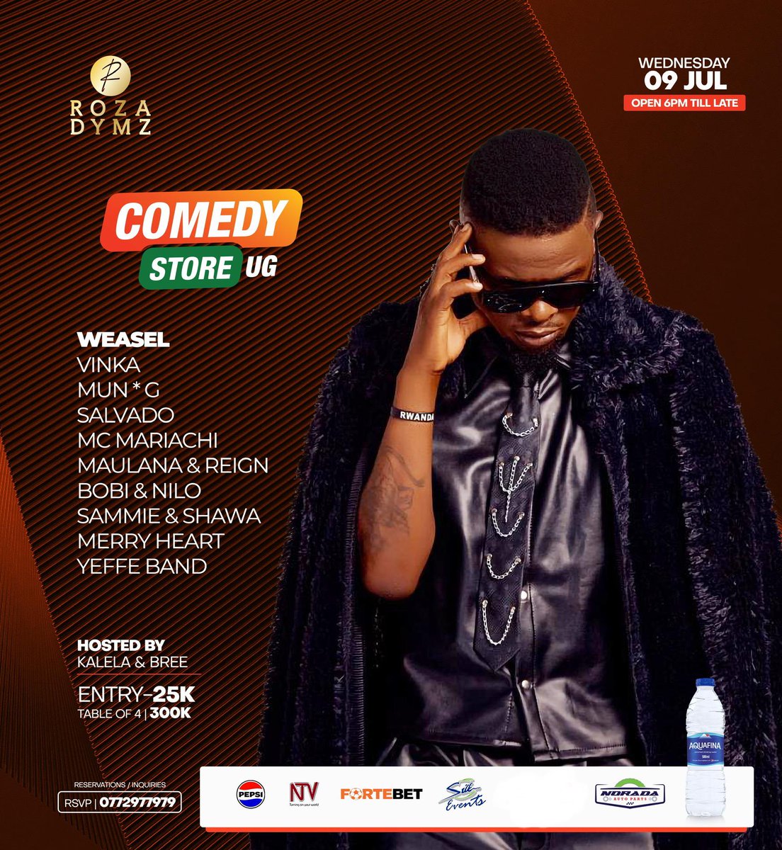 NTV UGANDA (@ntvuganda) on Twitter photo #Sponsored: Your Wednesdays just got a whole lot funnier with @PatrickSalvado, <a href="/IamVinka/">IamVinka</a>, and <a href="/RadioandWeasel/">RADIO & WEASEL</a> lighting up the stage at <a href="/ComedyStoreUG/">Comedy Store Uganda๐๐+๐ถ๐ถ</a>
Join us for an unforgettable night of comedy, music, and vibes at <a href="/RozaDymz/">Roza Dymz Kla</a>, Kololo.
๐๏ธ Entry: 25k | Table for 4: 300k #Sponsored: Your Wednesdays just got a whole lot funnier with @PatrickSalvado, <a href="/IamVinka/">IamVinka</a>, and <a href="/RadioandWeasel/">RADIO & WEASEL</a> lighting up the stage at <a href="/ComedyStoreUG/">Comedy Store Uganda๐๐+๐ถ๐ถ</a>
Join us for an unforgettable night of comedy, music, and vibes at <a href="/RozaDymz/">Roza Dymz Kla</a>, Kololo.
๐๏ธ Entry: 25k | Table for 4: 300k