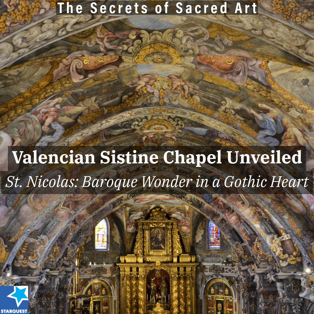 sqpn's tweet image. Art, faith, and a secret: Valencia’s St. Nicholas hides Baroque brilliance inside Gothic walls. What’s your favorite “hidden” church? starquest.fm/SSA040 #SacredArt