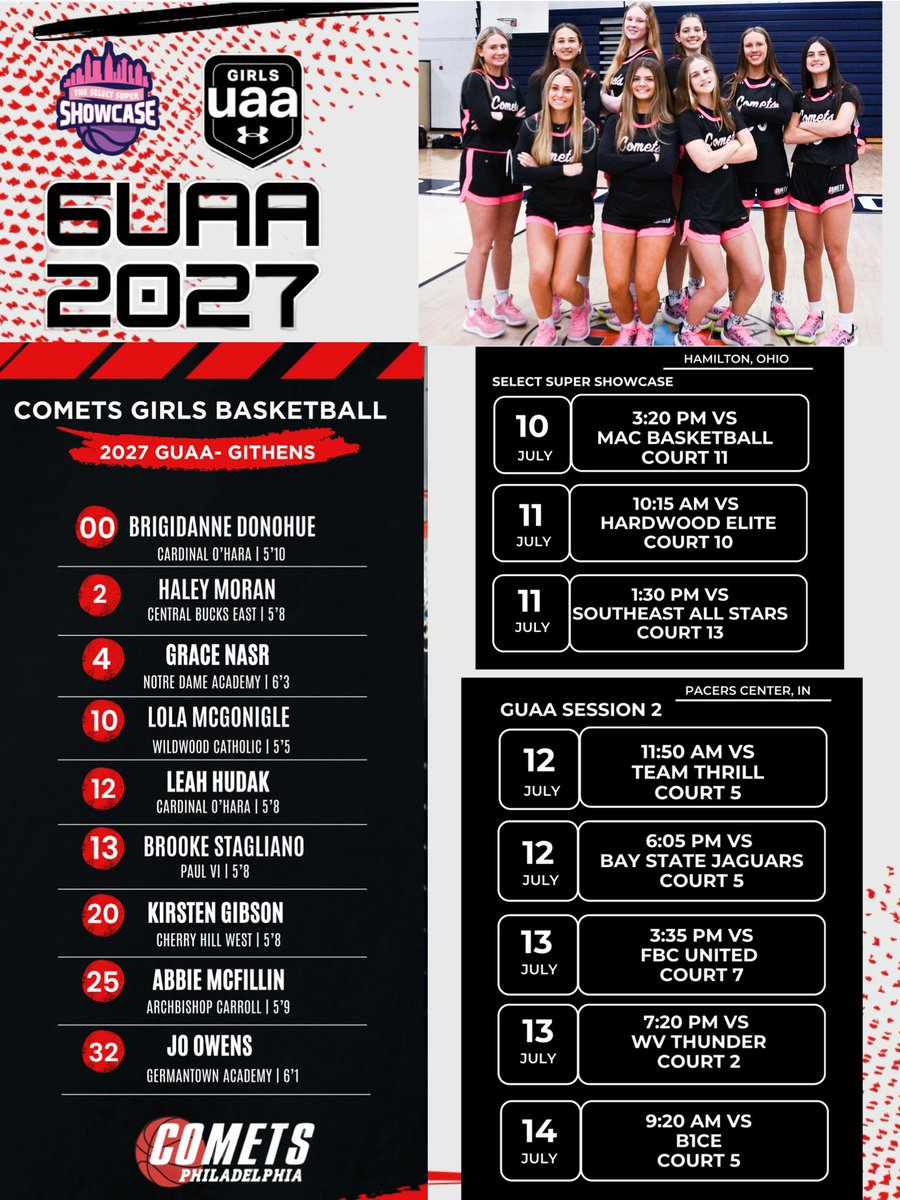 So excited to have the opportunity to play at the Select Super Showcase and GUAA session 2! Come check us out, here is our schedule ⬇️⬇️⬇️