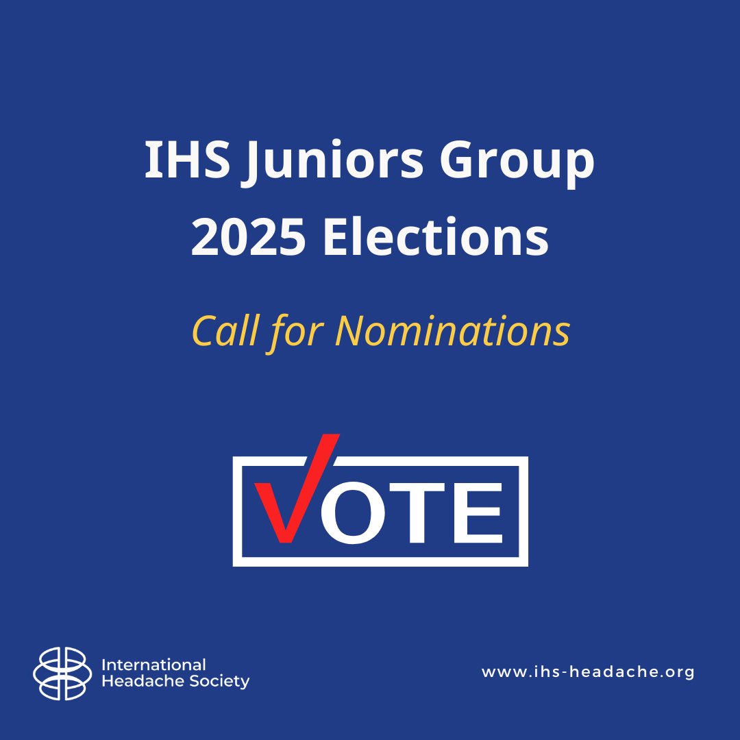 ihs_official's tweet image. The IHS Juniors Group is now accepting nominations for the 2025 elections! The deadline for nominations is 21 July 2025. Don’t miss this chance to represent your region and contribute to the future of headache medicine.
Nominations must be submitted using the official…