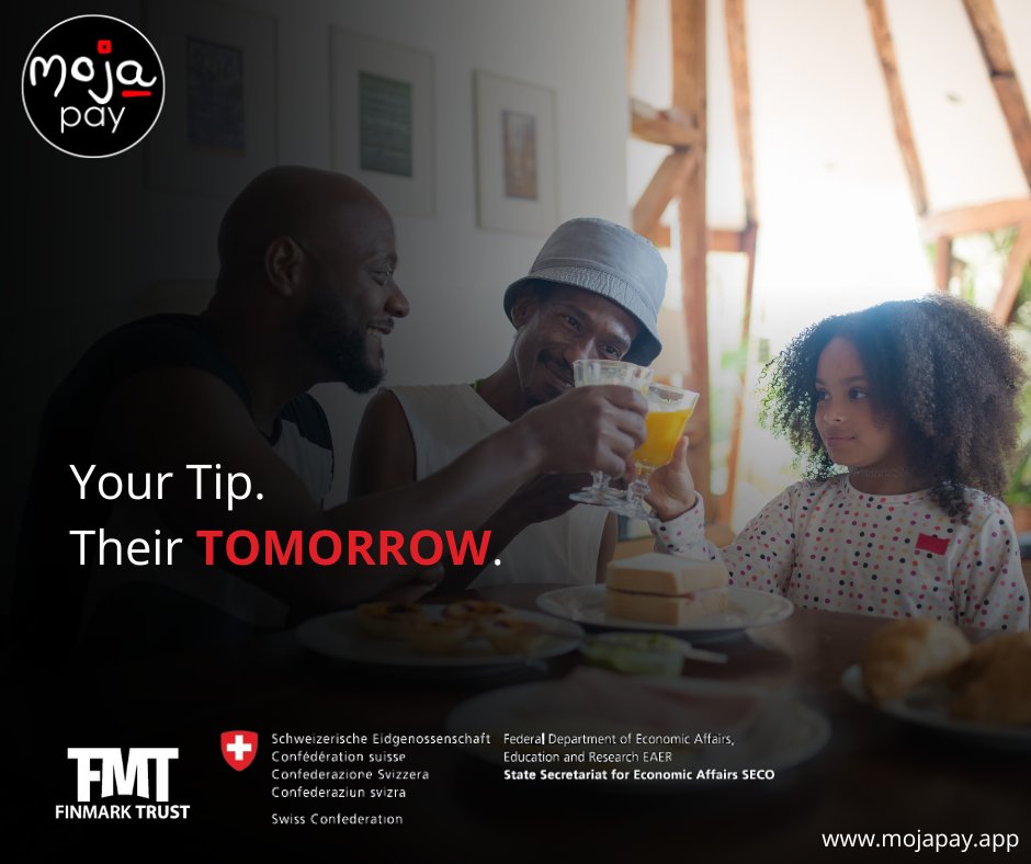 Your small gesture of appreciation could help someone to support their family by putting food on the table, or keep the lights on at home.

Tipping becomes more than a thank you, it becomes a tool for change.

Download mojaPay today

#tipforimpact #mojaPay #tippingsolution