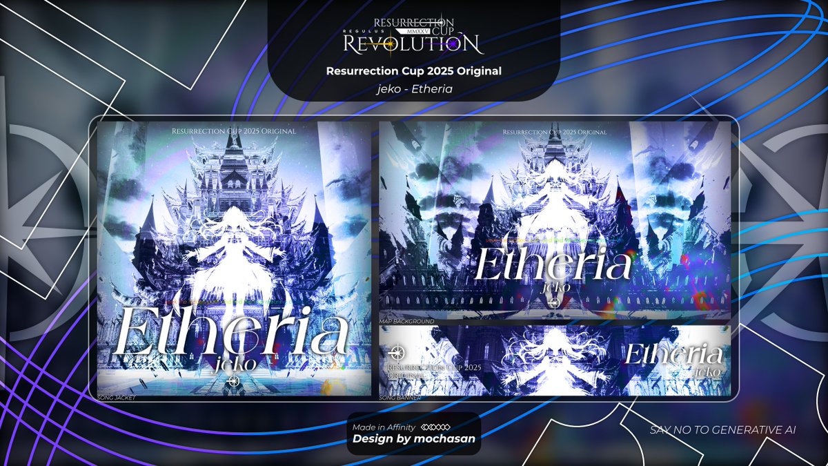 [WORKS / Resurrection Cup 2025]
I created the artwork <a href="/ResurrectionCup/">Resurrection Cup</a> 2025 Semifinals HD3 original song, “Etheria” by <a href="/jeko_official/">jeko</a> !

Good luck to all players!